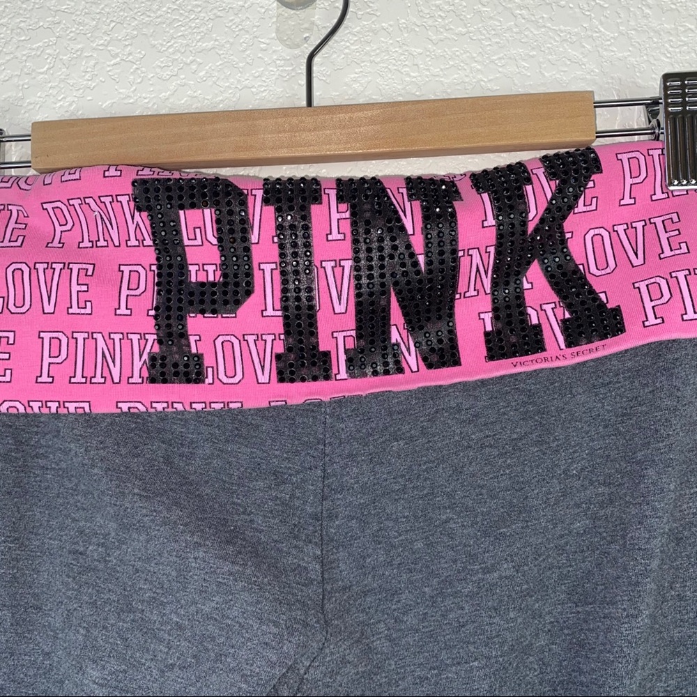 VS PINK Foldover Rhinestone Bling Yoga Pants - Picture 2 of 5
